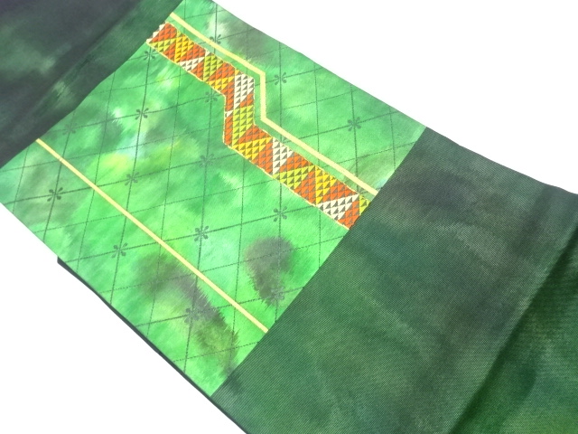 JAPANESE KIMONO / VINTAGE NAGOYA OBI / WOVEN ABSTRACT & RHOMBUS